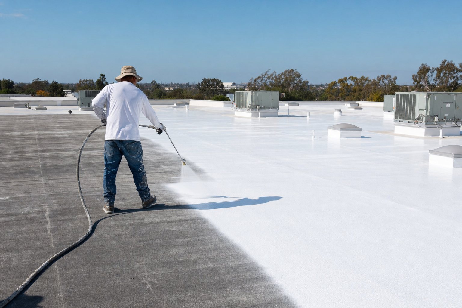 Scheduled commercial roof maintenance