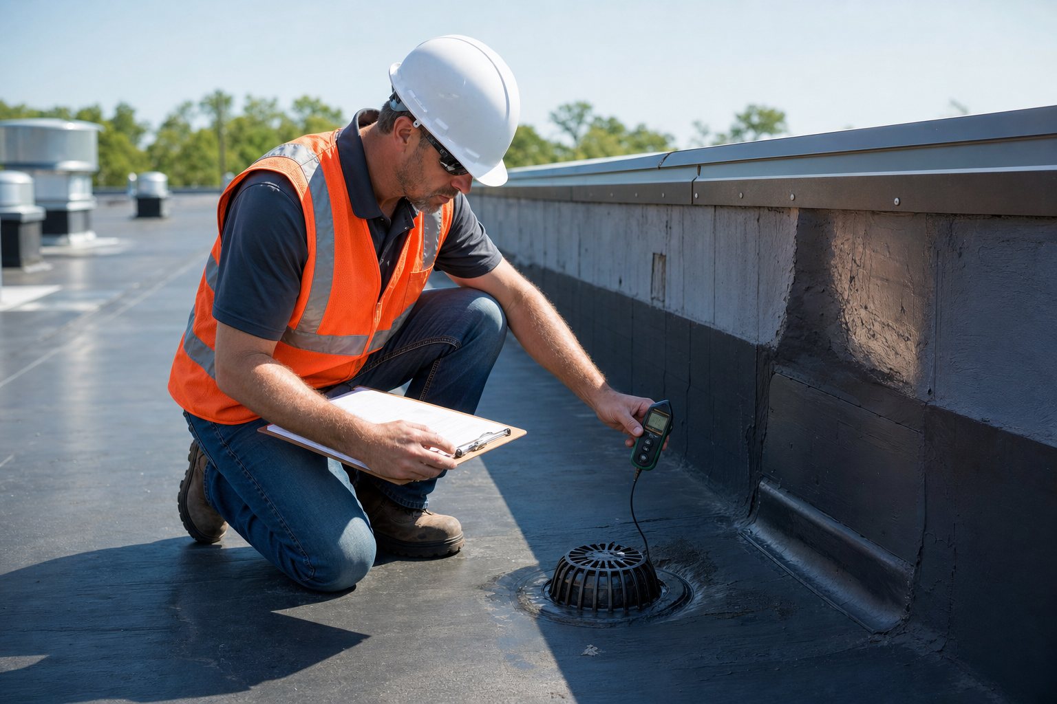 Commercial roof inspection and leak repair